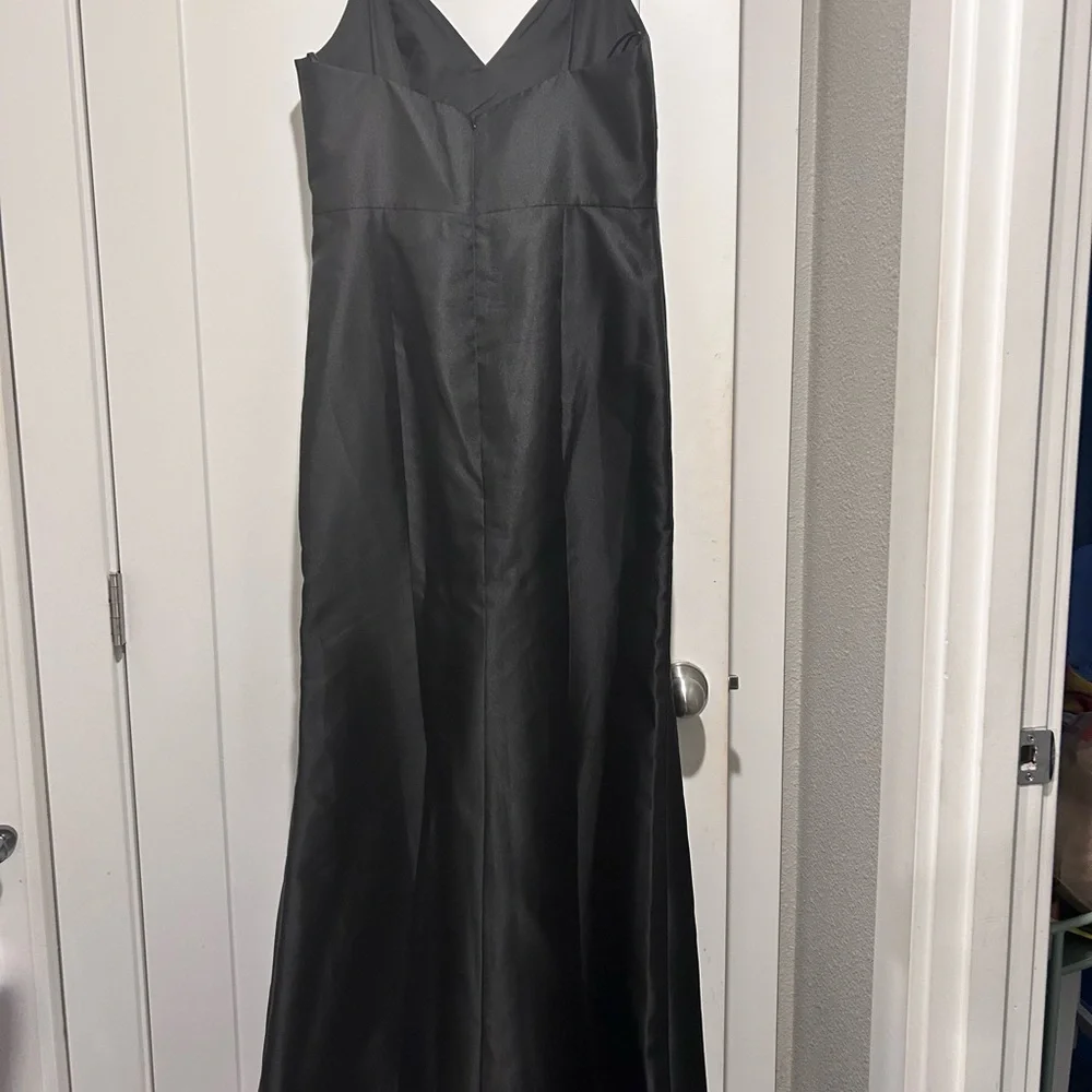 NWT ALFRED SUNG Trumpet Black Maxi Dress with Front Slit Prom Wedding Gala - Picture 3 of 8
